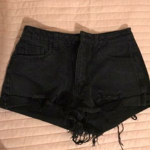 Black Denim Mini Shorts